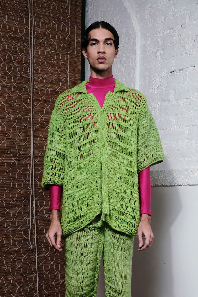 COIL HAND KNITTED SHIRT IN LIME