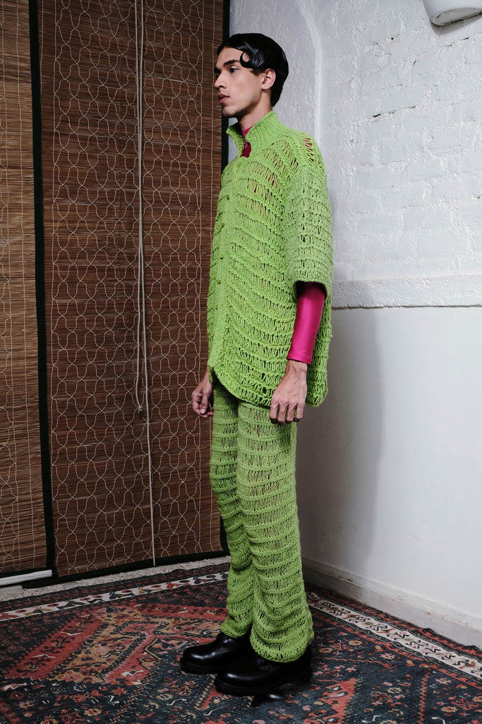 COIL HAND KNITTED SHIRT IN LIME