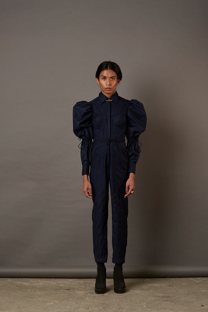 EVELYN FT. QUOD SUITING JUMP SUIT IN NAVY