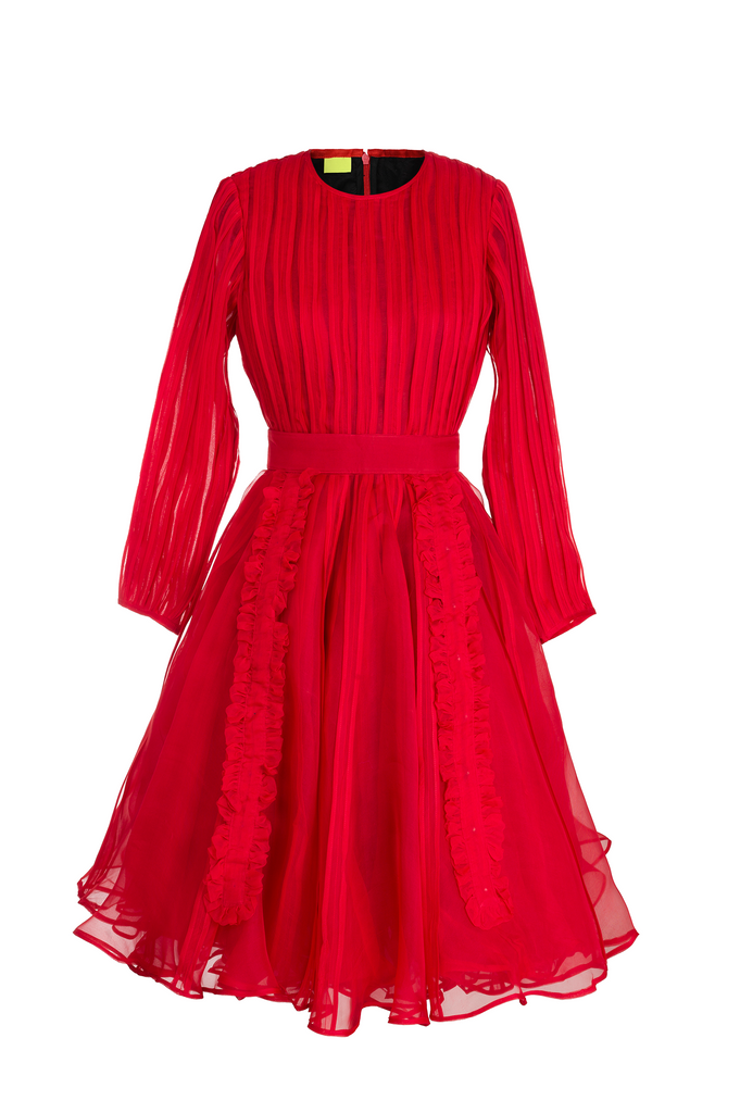 BOTTLEBRUSH ORGANZA DRESS RED